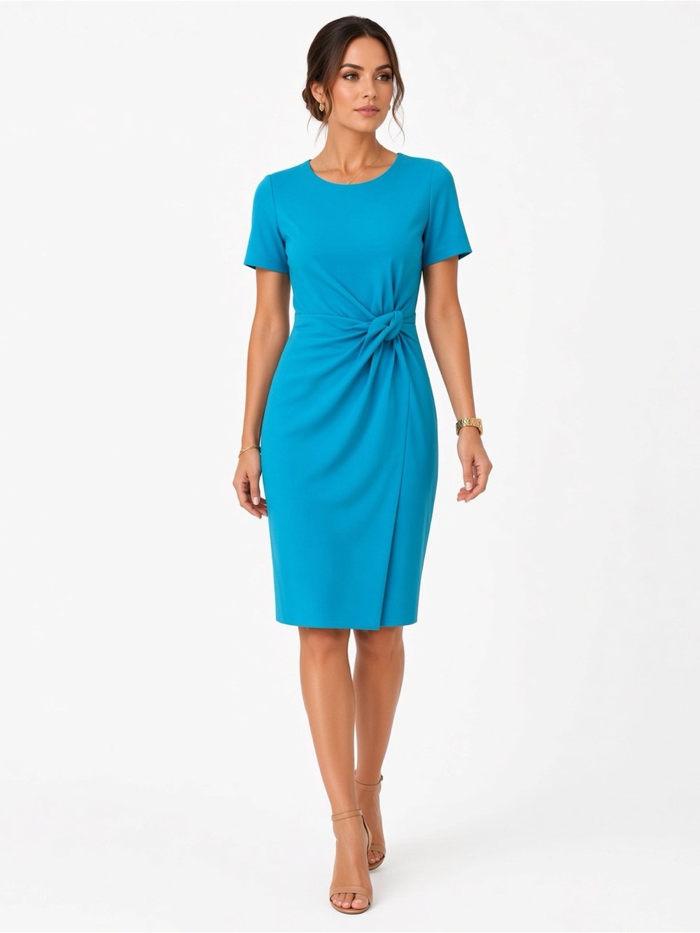 Kobi Halperin Sheath Dress Teal Elegant Office Chic Luxury Size s